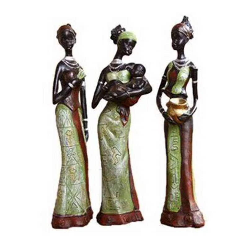 SETアフリカン女性の置物樹脂クラフト部族女性像エキゾチックな人形キャンドルホルダーギフトホームデコレーション彫刻h110266355260018