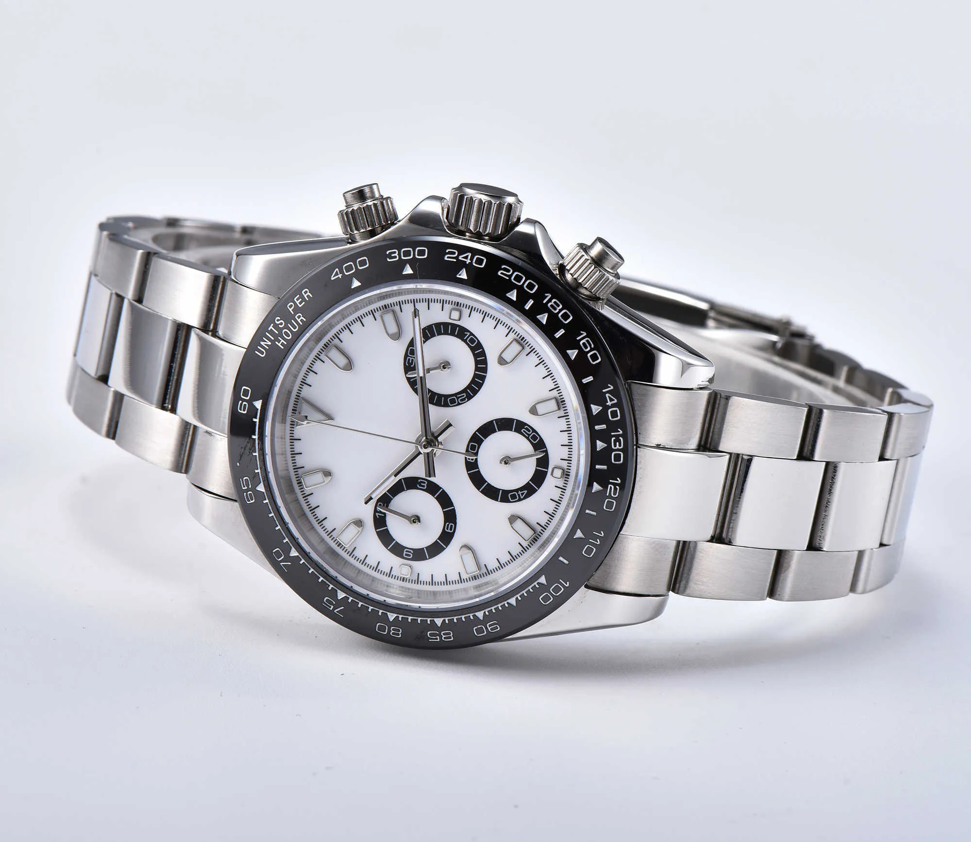 Japanese chronograph watch VK63 quartz movement 39MM sterile dial Luminous Hands sapphire fiberglass case bracelet TO637 H1012290o