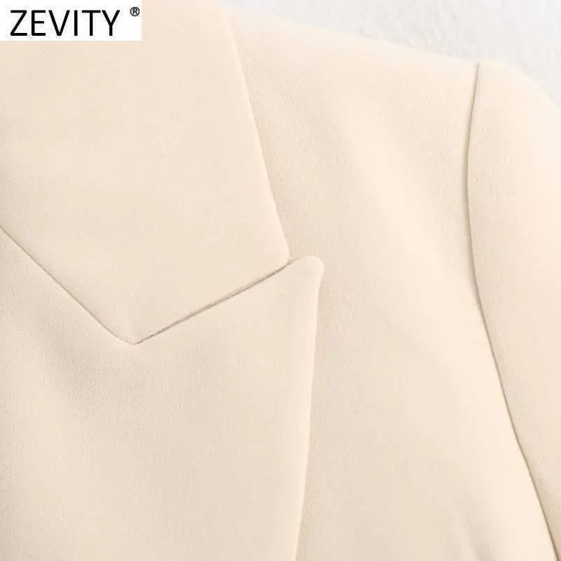 Zevity Frauen Mode Kerb Kragen Feste Beiläufige Blazer Mantel Büro Damen Stilvolle Outwear Anzug Chic Business Marke Tops SW710 210930