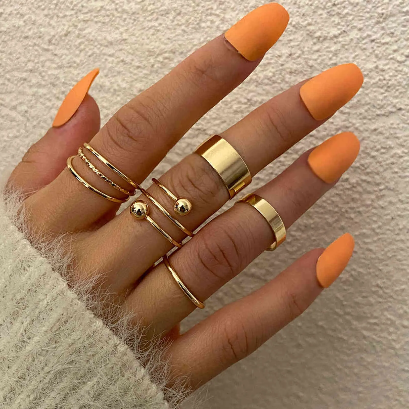 Vintage Metal Gold Wide Knuckle Ring Set For Women Punk Cross Twisted Crystal Finger Ring Bohemian Fashion Jewelry Gift G1125
