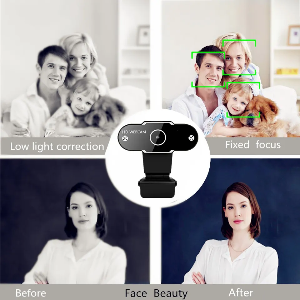 Full HD 1080P cam Computer Camera with Microphone Live Broadcast Video Calling Conference Workcamara Web para PC