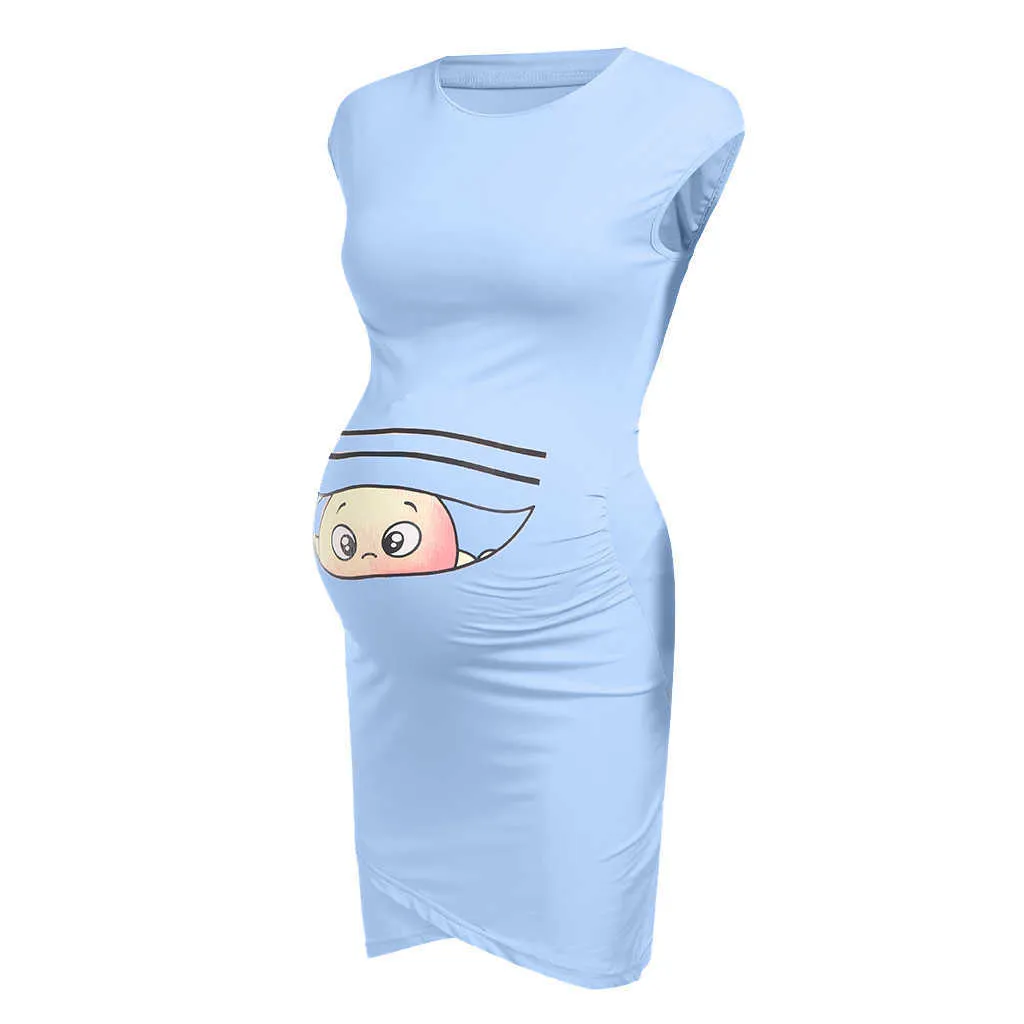 Robes de maternité d'été femmes imprimer accessoires enceintes décontracté mini robes pour femmes enceintes vêtements de maternité Q0713