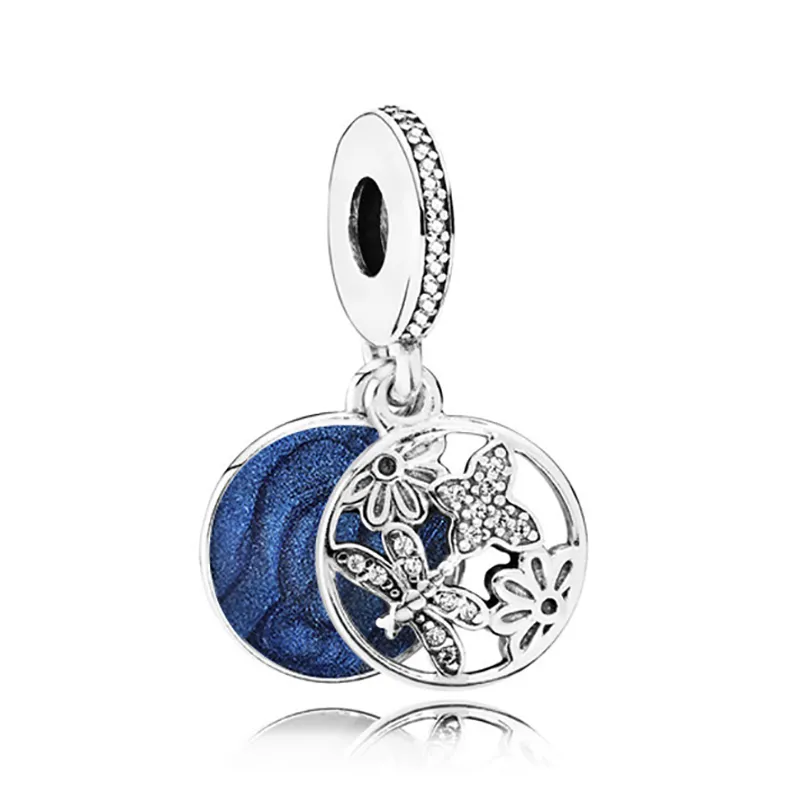 Bleu ciel Serie Vlinder Bloem Eenhoorn Sterren Maan Uil Vliegtuig Kralen Fit Originale Pandora Charms Brassard Diy Sieraden