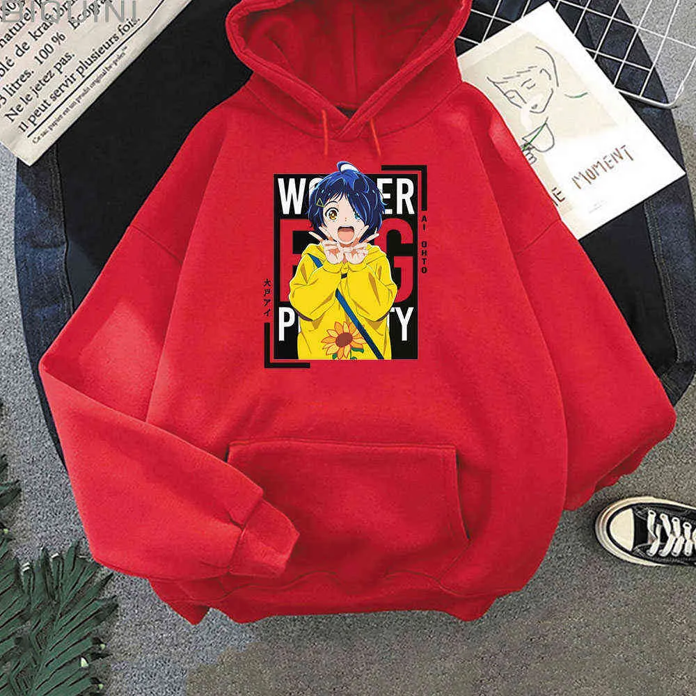 Wonder Egg Priority Anime Felpe con cappuccio Donna Coreano Top Felpa oversize Estetica Kawaii Vestiti Manica lunga Carino Streetwear Ai 210826