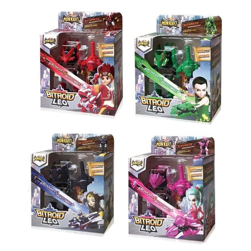 Monkart Stormcarts Transformation Robot Moncha Car Mega MEECARDS Combo Bitroid Zero Draka Leo Mégaroid Toy sans couleur Box4300430