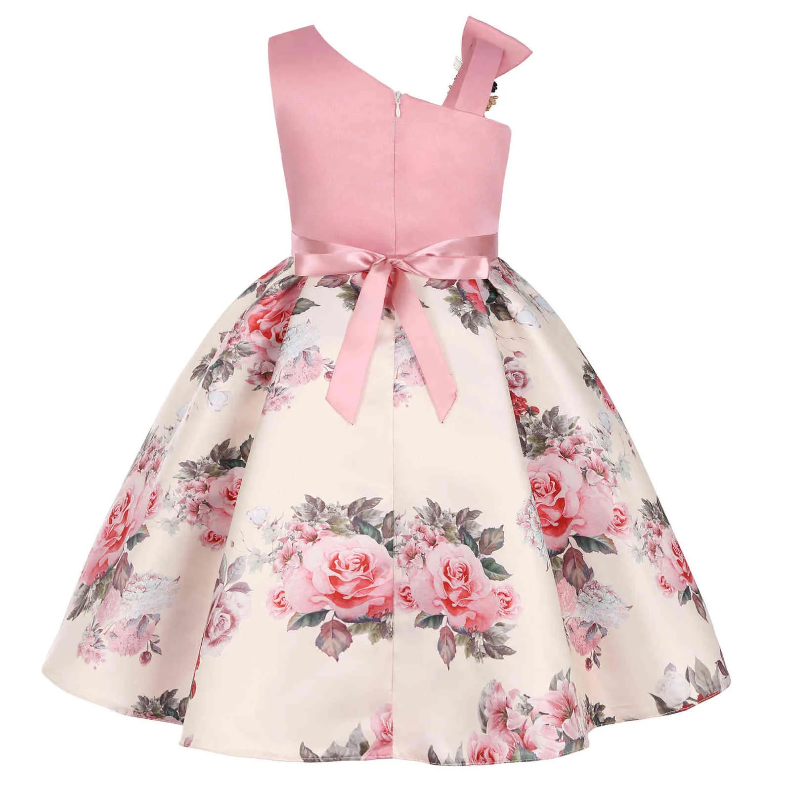 赤ちゃんの女の子3 dの花のシルクプリンセスドレスのためのウェディングパーティーのためのエレガントな子供たちのドレス幼児の女の子子供のファッション服G1129