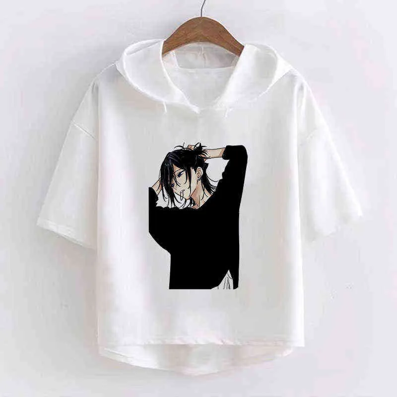 Été Streetwear japonais Horimiya Kun Anime graphique t-shirt femmes Kawaii décontracté t-shirt femme à manches courtes à capuche haut col en o G220228