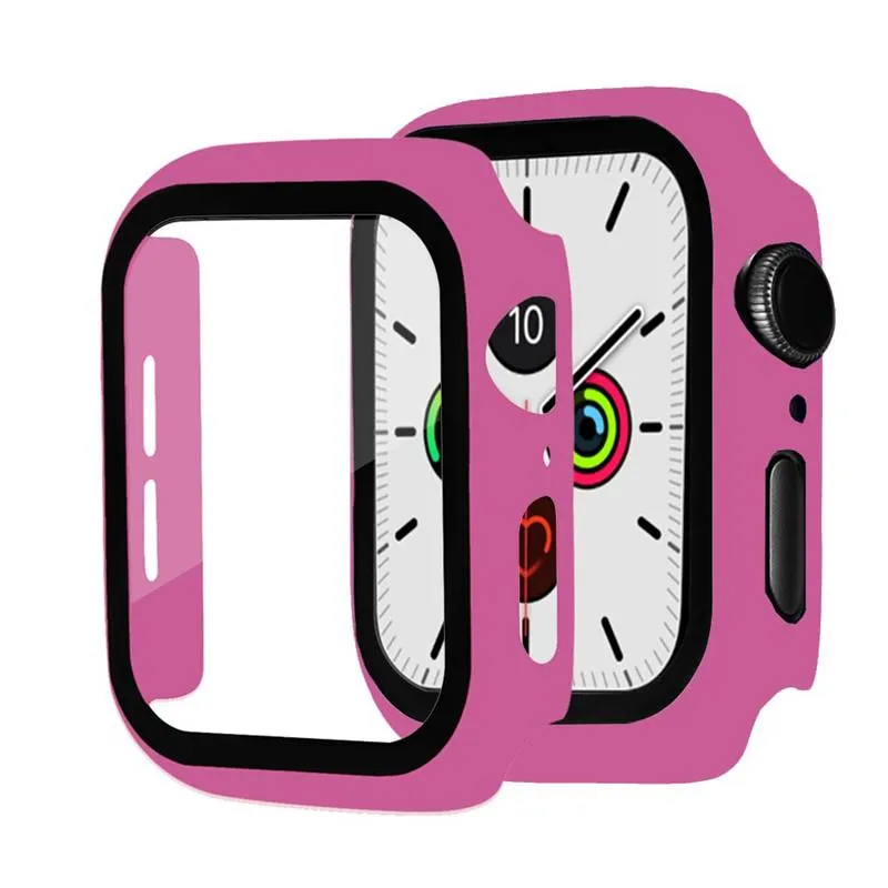 Iwatch PC Hard Case ze szklanką temperowaną 38 mm 41 mm 45 mm 42 mm 40 mm 44 mm dla Apple Watch 7654321 Pokrywa 360 PEŁNY PROTEC2027411