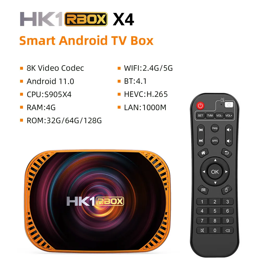 Android TV BOX Android11 Amlogic S905X4 クアッドコア 4G 128G HK1 RBOX X4 スマート TVBOX 5G デュアル WIFI 1000M LAN 8K ビデオメディアプレーヤー