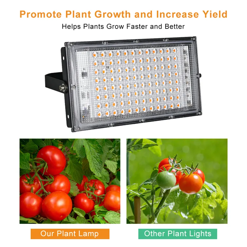 LED de espectro completo Luz de cultivo 50W 100W Greenhouse Phyto Lamps LEDS Planta cultiva Lâmpada de lâmpada ao ar livre Spotlight253f