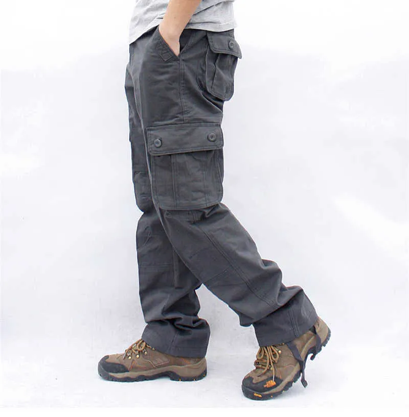 Overalls Mannen Lading Broek Casual Multi Pockets Militaire Tactische Werkbroek Pantalon Hombre Streetwear Army Rechte Broek 44 210714