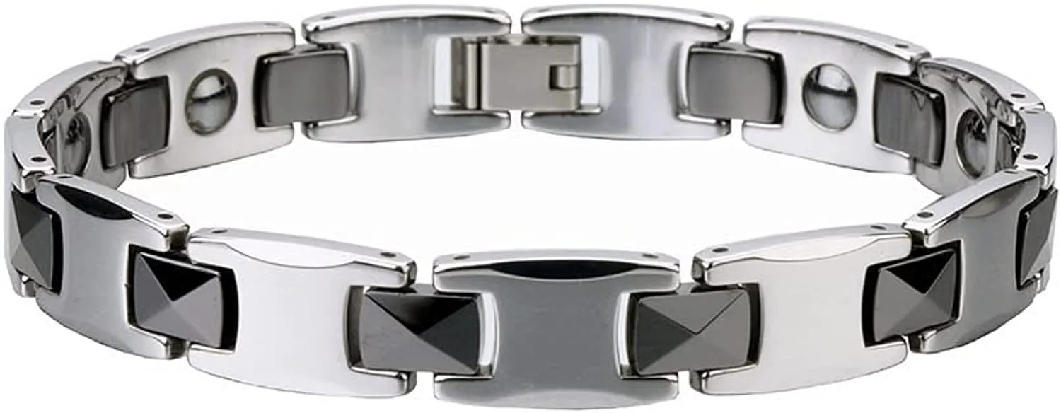 Zdrowa stalowa bransoletka dla mężczyzn magnetyczna bransoletka srebrna /czarny rozmiar