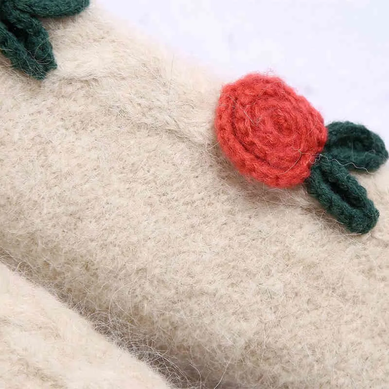 Przypadkowa kobieta beżowa aplikacje dzianiny kardigan wiosna jesień mody damskie miękkie patchwork swetry dziewczyny słodkie dzianiny 210515