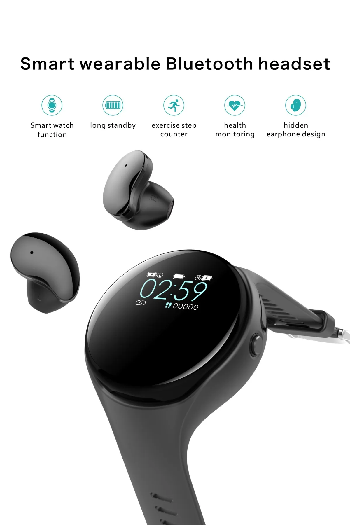 Factory Smart Watch Earphone 2 in 1 With Smart Bracelet Portable Headset BT 50 With Smart Watch Earbuds2217881
