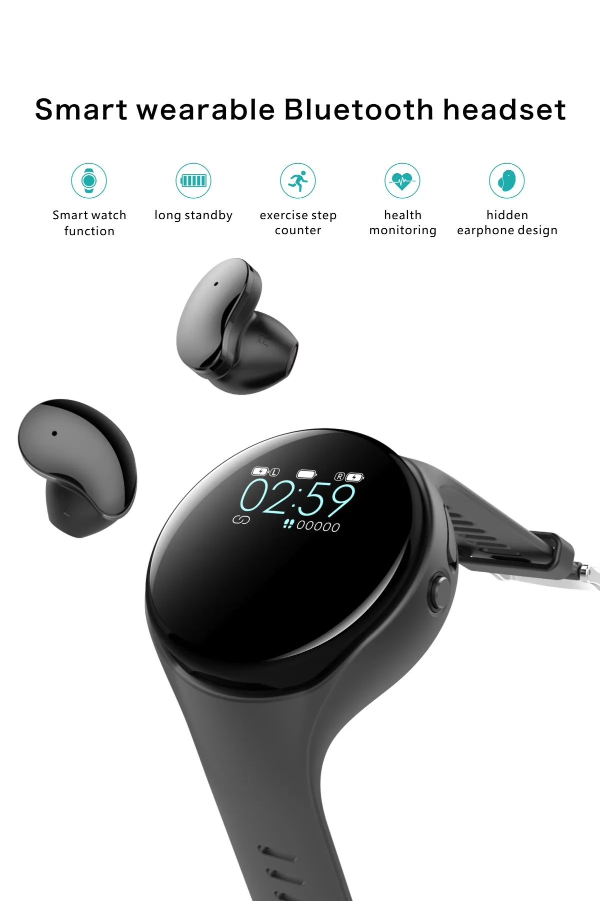 Factory Smart Watch Sardfon 2 w 1 z inteligentną bransoletą przenośny zestaw słuchawkowy BT 50 z Smart Watch EARBUDS5380992