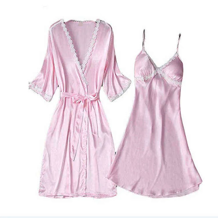 Полуночь сексуальный кружевной пижамы производства глянцевых тканей халаты и домашняя одежда на заказ 211202