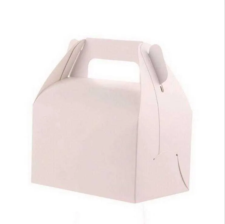 20 Teile/los Leere Giebel Braun Weiß Farbe Behandeln Geschenkpapier Pappschachteln für Hochzeitsfestbevorzugungsbox Babyparty Kuchen Verpackung Y0217D