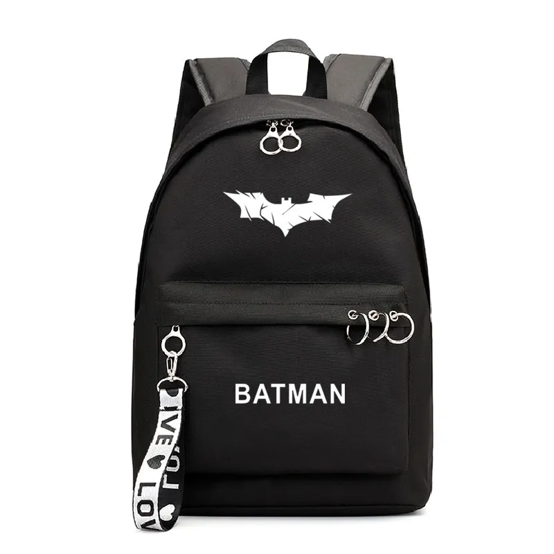 Dc Superhero Surrounding Batman Luminous Backpack Printing College Style Girl's Ribbon Bag324S