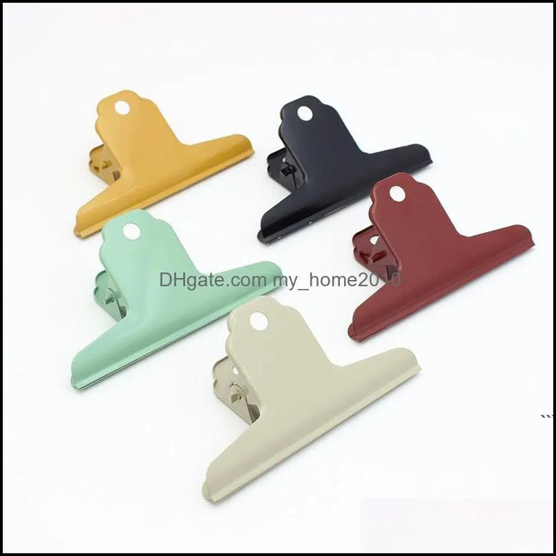 Stainless Steel Paper File Clips Colorful Large Metal Bull File Binder Clamps Stationery Office Supplies RRB13690