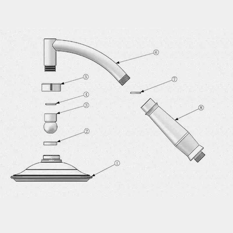 Duschhuvud Förlängning Arm Arch Design Hand Håll Justerbar Extender High Polished Sprinkle Parts för badrum WXTC H1209