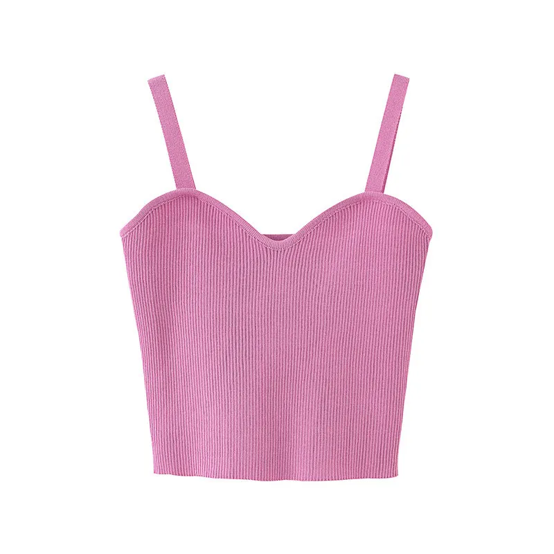 Sexy Solid Knitted Camisole Tank Tops Women Summer Basic Crop Top Streetwear Fashion Cool Girls Cropped Tees Camis 210430