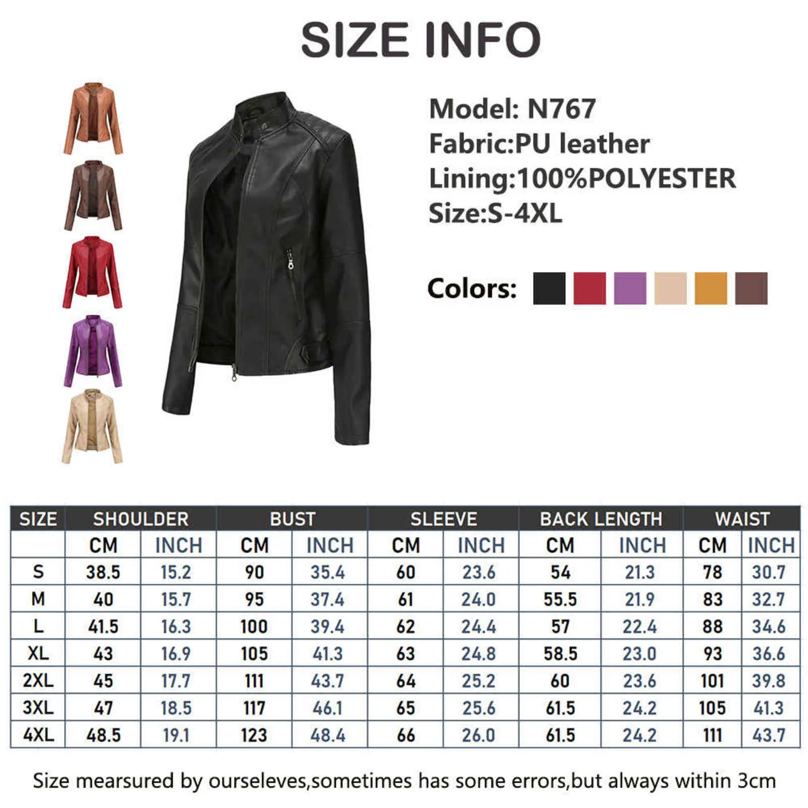 Veste en cuir Pu au printemps Femmes High Street Solid Slim Faxu Coat en cuir Elegant Moto Biker Jackets Female Extérieur 211118