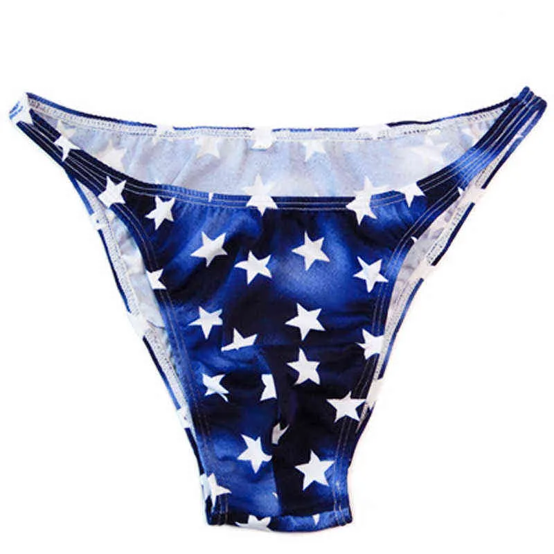 New Sexy Underwear Mens Low Waist Briefs Lycra Star Stripes Bikini Male Gay Underpants for Men Briefs Thongs H1214287O