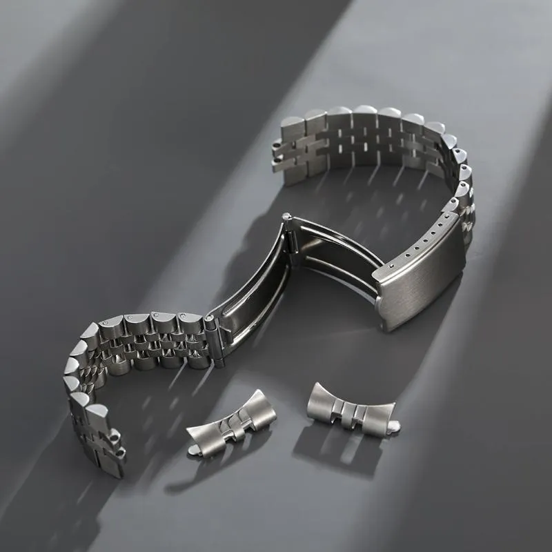 Bracelets de montre 18mm 19mm 20mm solide en acier inoxydable extrémité incurvée bracelet de jubilé adapté pour 217w