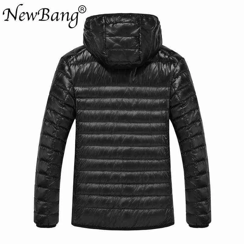 Bang Merk 8XL 9XL 10XL 11XL Mannen Ultra Lichteend Donsjack Lichtgewicht Feather Hooded Jas Uitloper Plus Groot Maat 211110