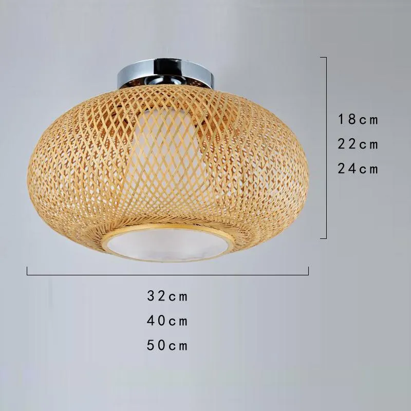 天井照明32 40 50cm竹のwicker丸い丸い織り照明器具