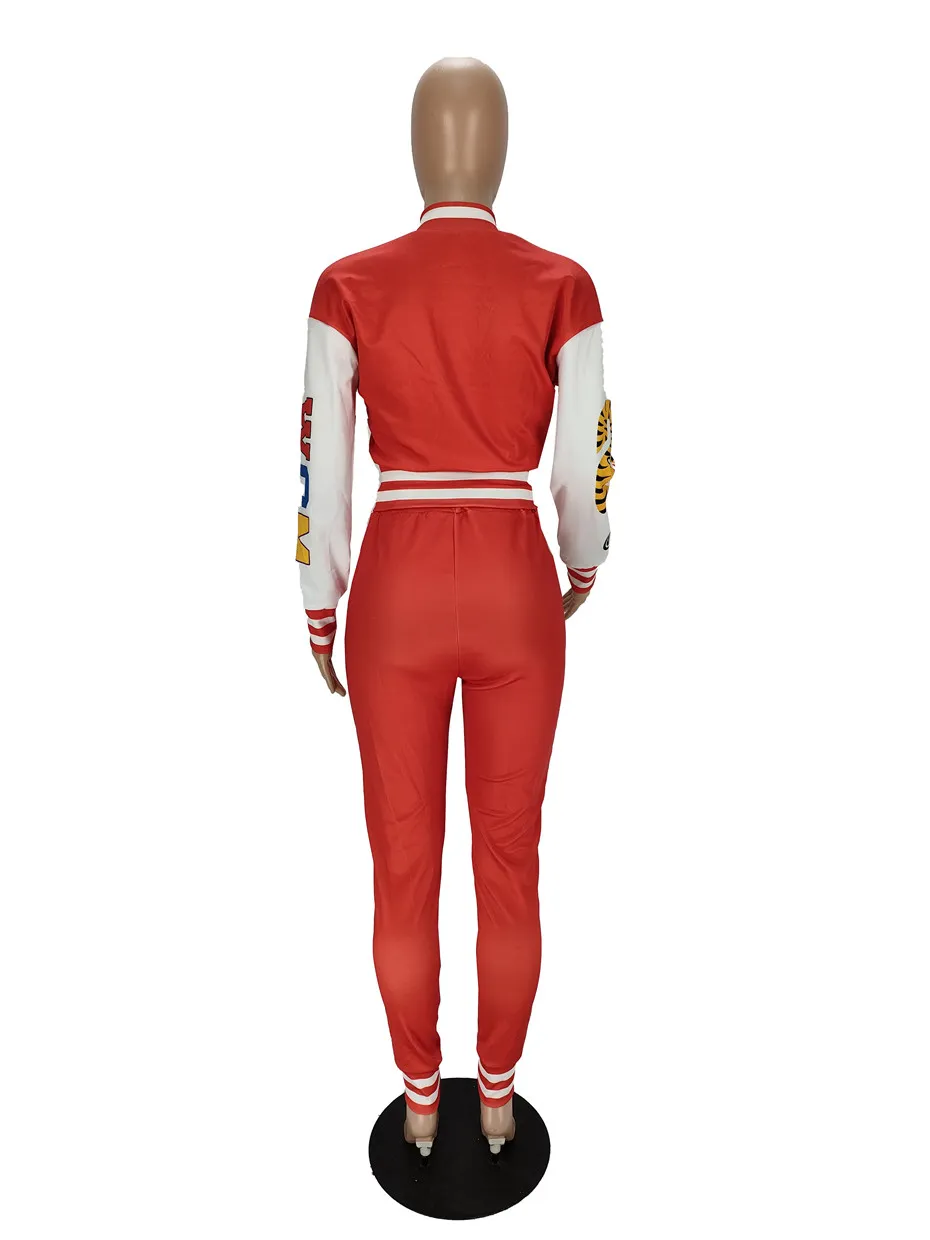 Spring Women Tracksuits Baseball Uniform Set Outfits Long Sleeve Sportswear Jogging Sportsuit Fashion Cardigan K8611