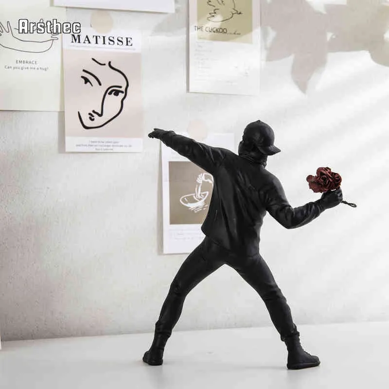 ArstheC Banksy Graffiti Pop Art Statue Figuras Interior para estética Home Office Room Decor Accessors Gift 2201515722