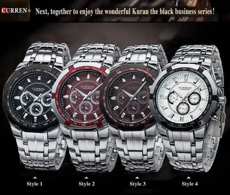 男性男性時計ホットG1022のためのファッションクロノグラフの腕時計ステンレス鋼の精密防水時計