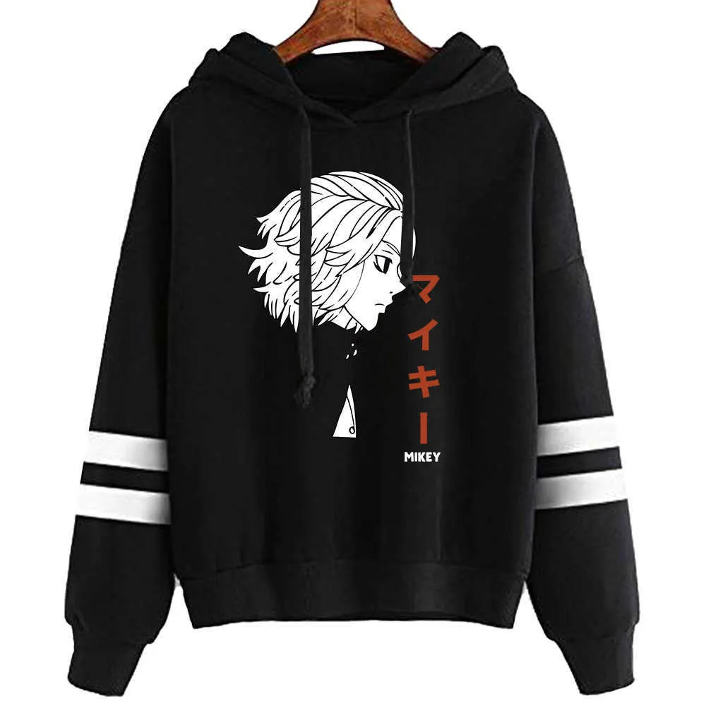 2021 Ny lös mode JokerJapan Anime T Män Kvinnor Oversized Sweatshirt Pullover Striped Hoody H0910