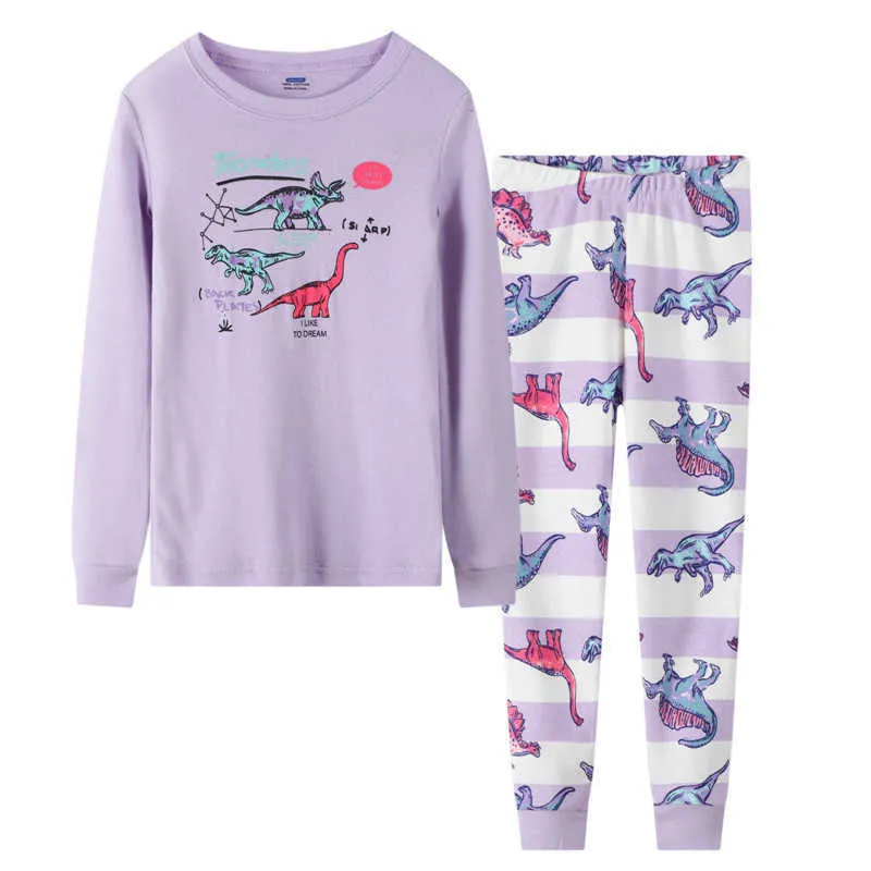 Jumping meter for Autumn Winter Girls Pyjamas Cotton Ice Cream Baby Long Sleeve Sleepwear Fashion Children Outfits Sets 210529