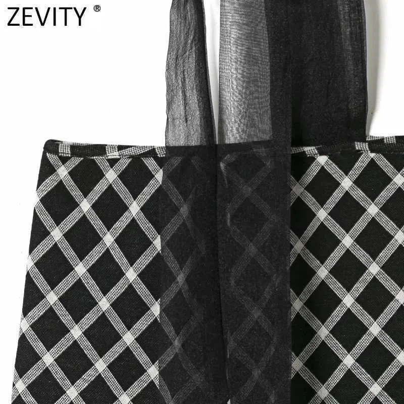 Zevity 여성 빈티지 Organza 스트랩 패치 워크 형상 짧은 세련된 니트 티셔츠 숙녀 슬래시 목 캐주얼 슬림 자르기 탑 LS7553 210603