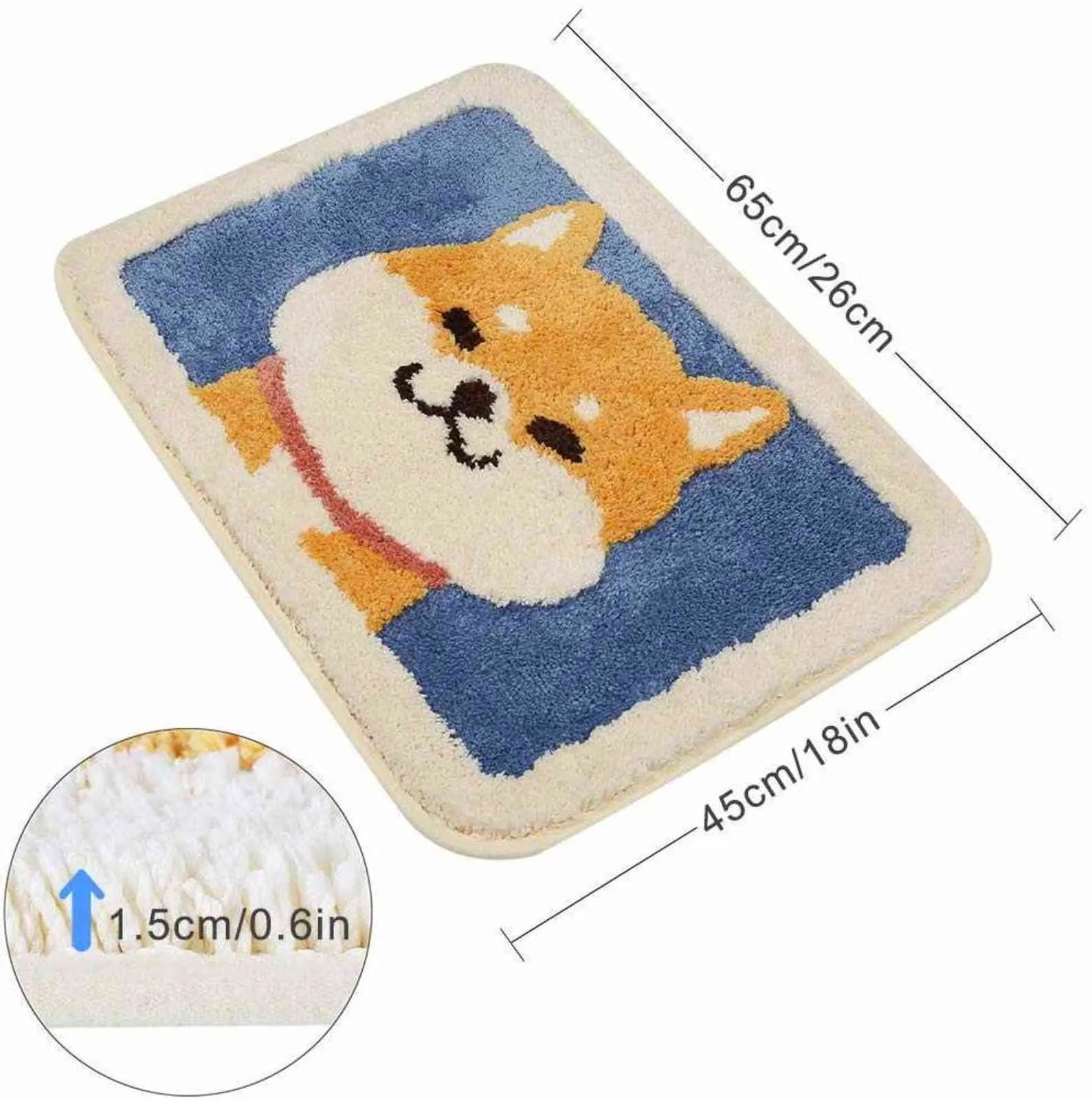 Shiba Inu Cartoon Door Mat Bath Rug Anti-Slip Water Absorption Shower Home Dog Carpet Toilet Door Bathroom Anti-skid Pad 211109