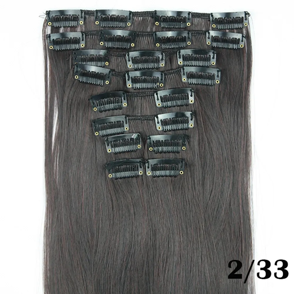 60 см 24 дюйма 10 шт. Клип / лента в синтетических наращиваниях волос Weft S симулятор человеческих волос пучков G660216-8