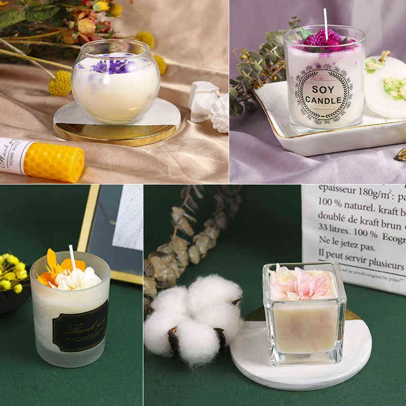 Naturligt soja vax ljus råmaterial DIY Candle gör handcraft vax ljus gör leveranser försegling vax tillbehör 0,5 / 1 kg h1222