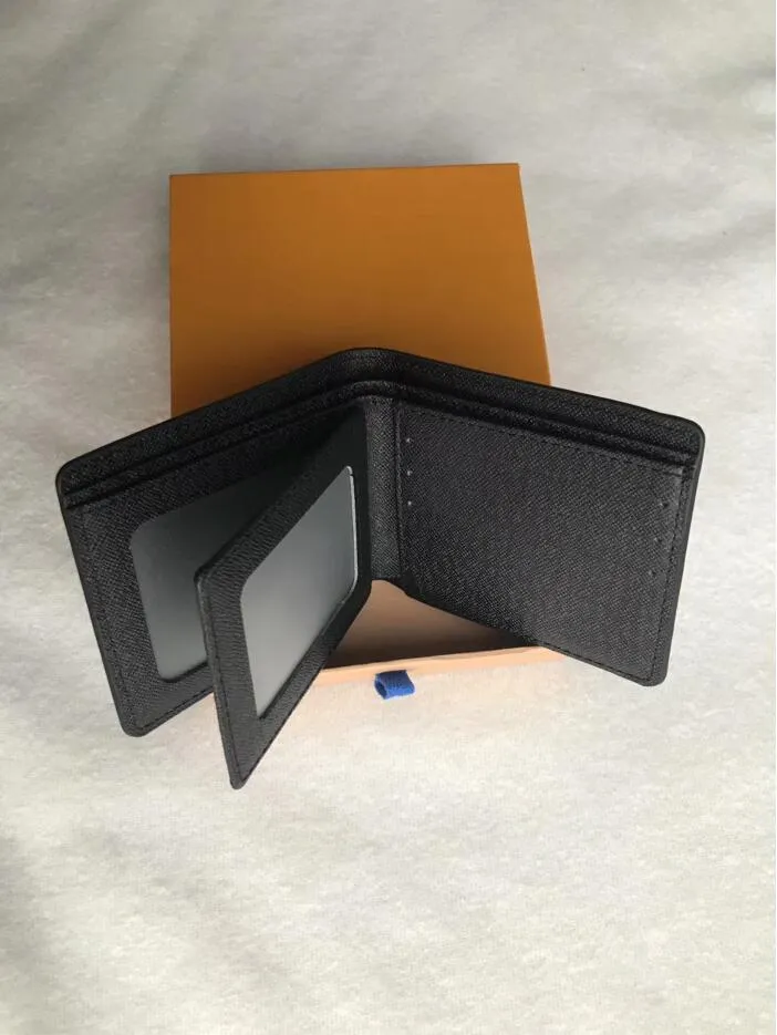 Wielokolorowe modne klasyczne portfele męskie Teksturę Różnorodność dwubładnego krótkiego małego portfela z pudełkiem2981