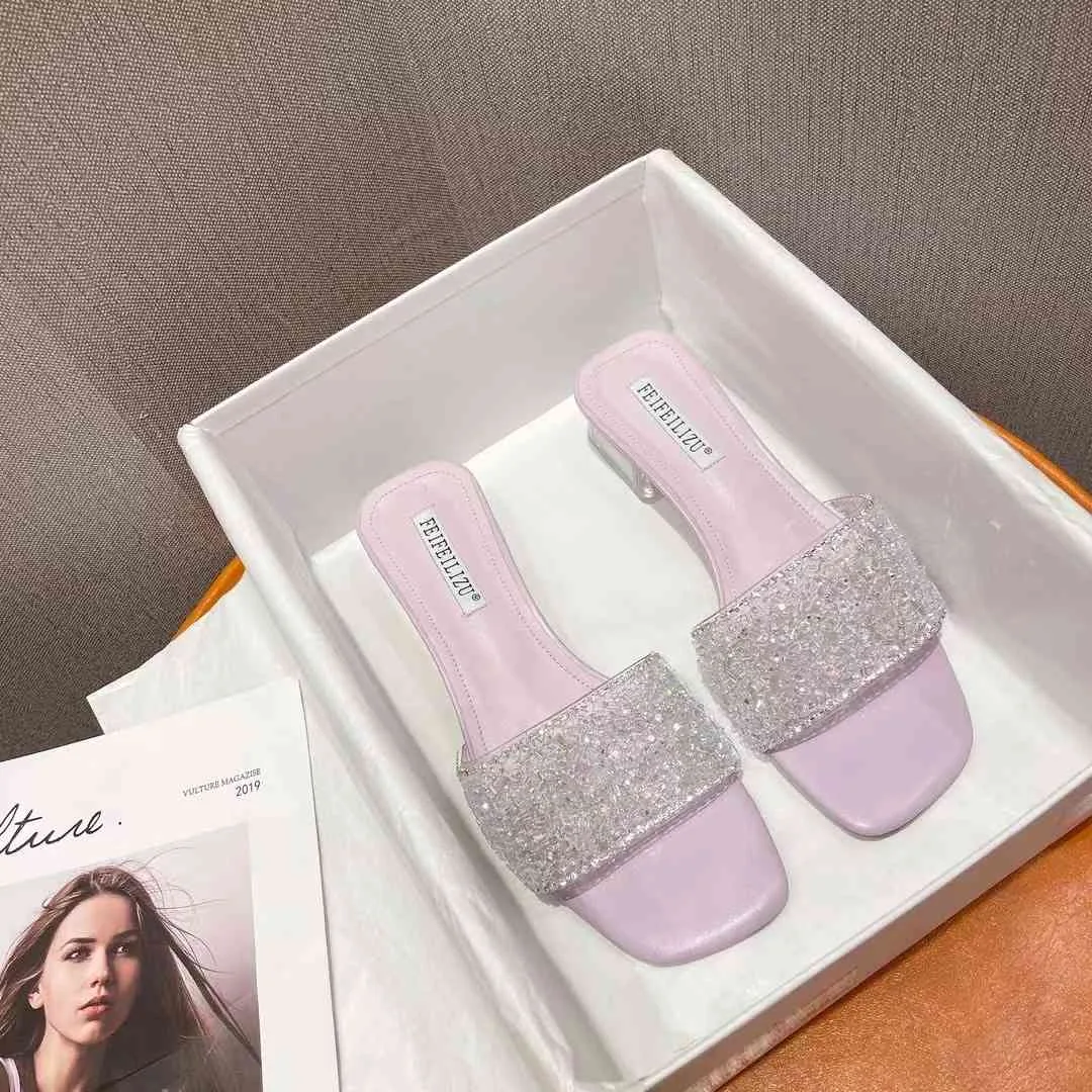 Femmes Sandales Slides Open Toe Jelly Chaussures Crystal Clear Pantoufles Blanc Violet Bleu Jaune Summer Outdoor Slides Pompes 210513