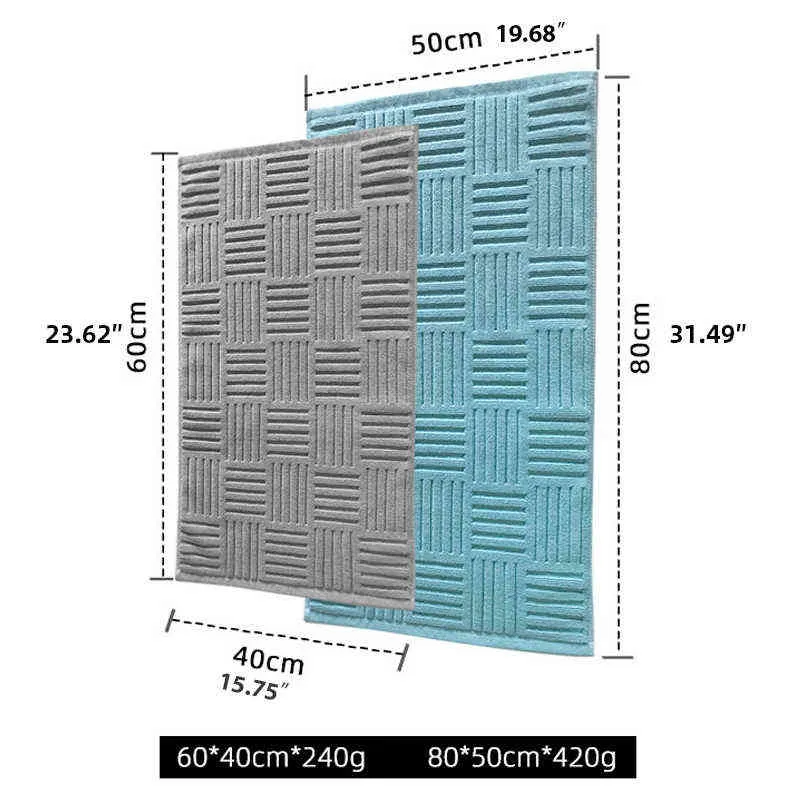 SEMAXE Teppich Dusche Hochwertige Badezimmer-Fußmatten Rutschfeste Matten Baumwollteppich Badezimmer Küche 50x80cm Weißer Teppich 211204