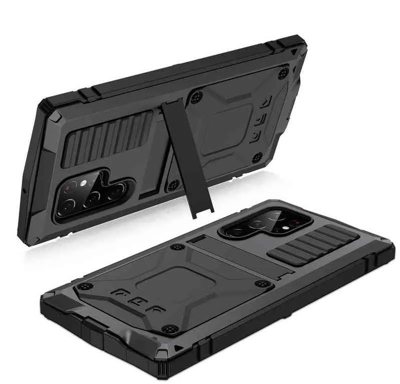 Samsung Galaxy S22 Ultra Plus 5G 2022 Case Shockproof Phone Coque Fundas W220226을위한 스탠드가있는 스탠드가있는 금속