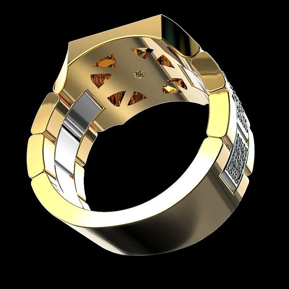 Mode aaa zirkon diamanten edelstenen ringen voor mannen gouden toon mannelijke sieraden Bijoux bague feestaccessoires trouwband cadeau360116