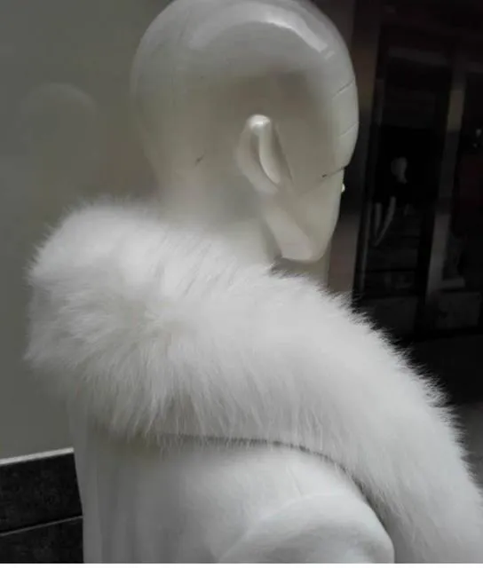 Plus size 3XL!White Woolen Coat Women Overcoat Korean Autumn Fur Collar Warm Long Wool Coat Fashion Winter Jacket Women