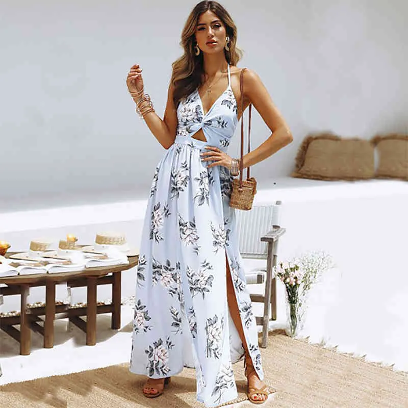 Diiwii Kadın Bayan Yaz Boho Maxi Uzun Elbise Akşam Parti Plaj Sundress Çiçek Halter Kız Arkadaşı X0521