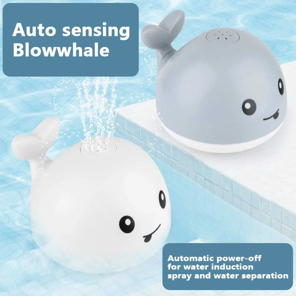 Niños bebé lindo dibujos animados ballena flotante rociado agua baño juguetes caño ducha rociador baño natación baño juguete 210712