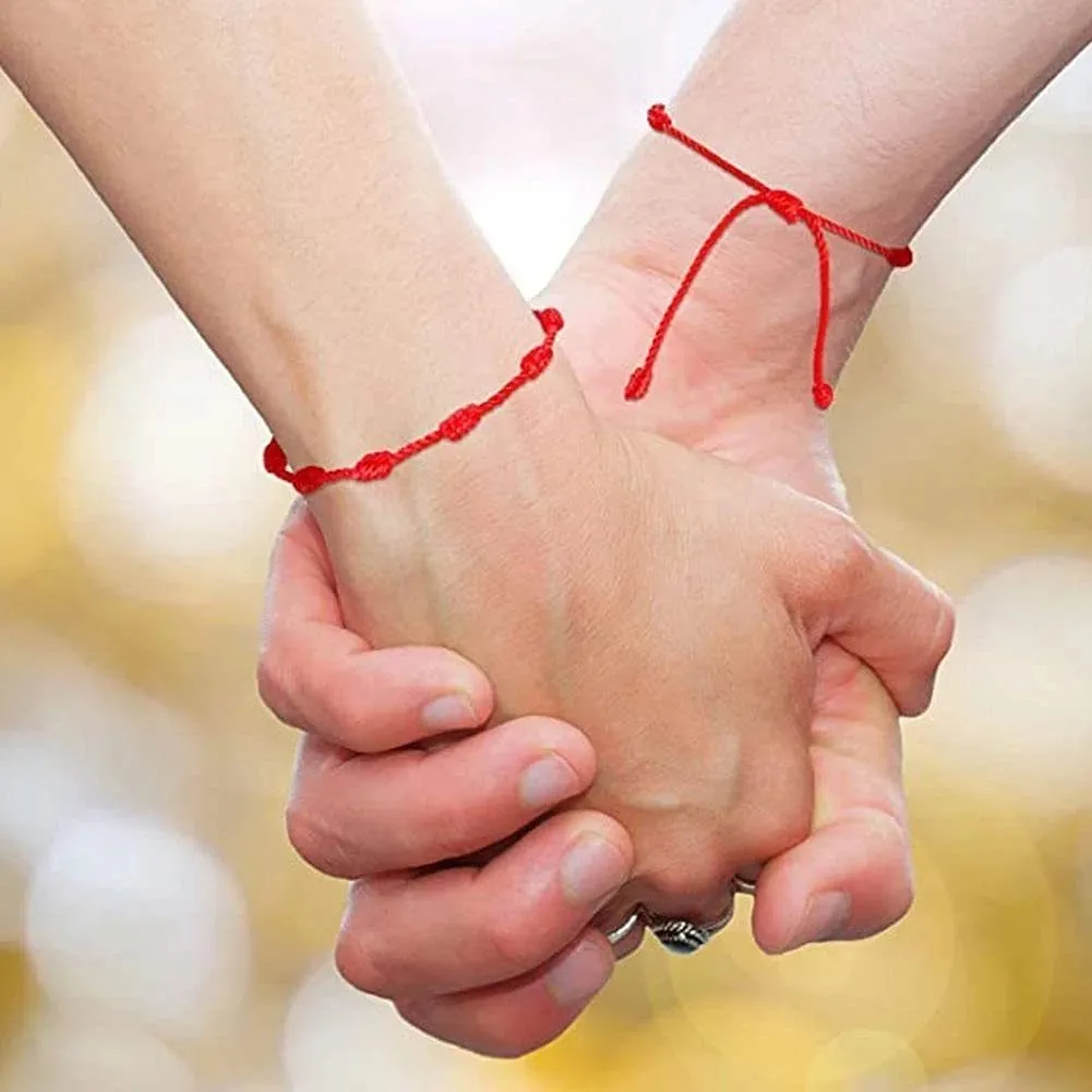 20 stks / set mode handgemaakte 7 knopen rode string armband voor bescherming Lucky amulet en vriendschap vlecht touw polsband sieraden