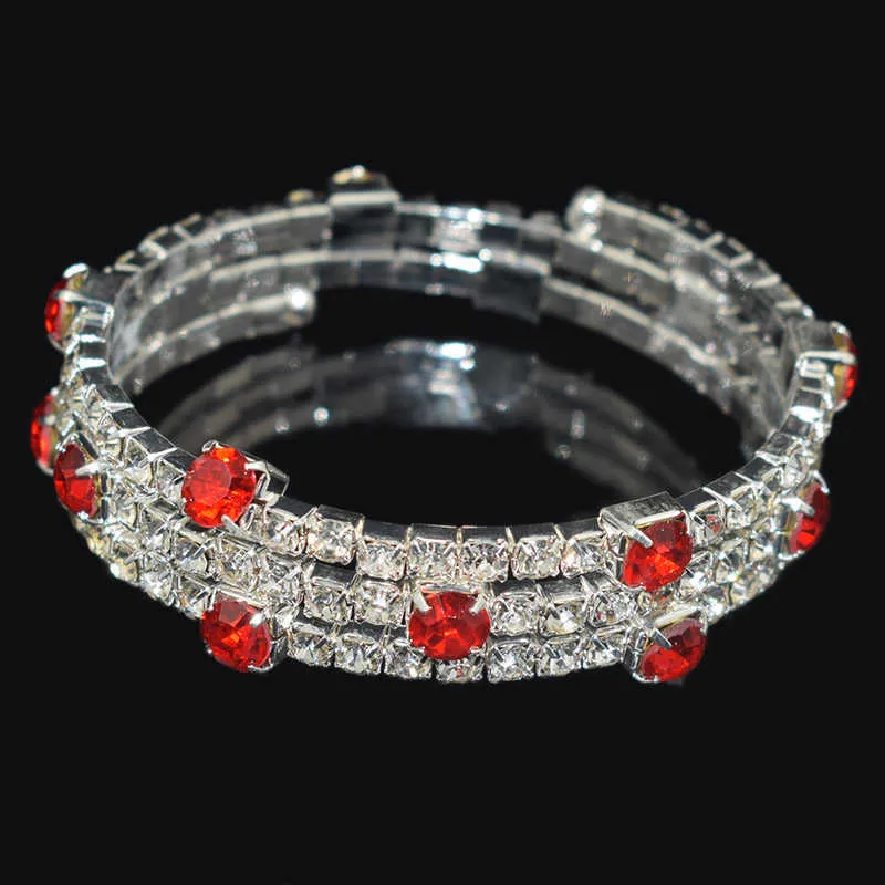 Bracelets de manchette en cristal de mode pour femmes strass argent plaqué 3 rangées bracelet bracelet de mariage bijoux de mariée fille cadeaux Q0719