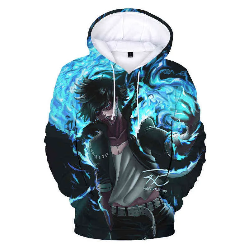 2021 My Hero Academia Dabi Sudadera con capucha con estampado 3D Sudaderas Hombres Mujeres Moda Casual Pullover Anime Streetwear Sudaderas con capucha de gran tamaño Y211118